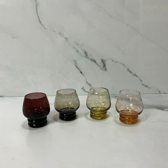 Set of 4 MCM Colored Shot Glasses - Picture 2 of 3